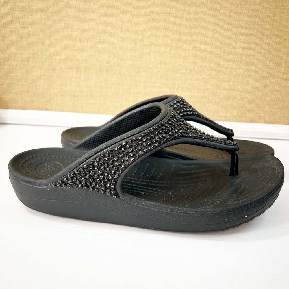 CROCS Black Beaded Sandals